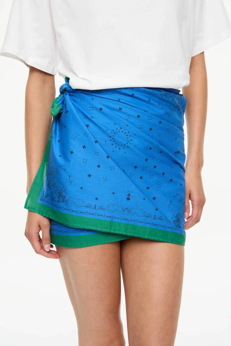 NEW LMND relaxed oversized wrap-around pareo in ink blue/green hills